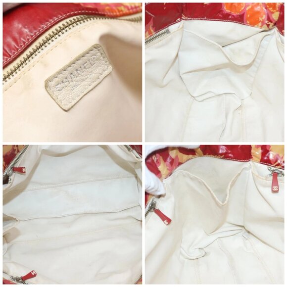 CHANEL High Summer Tote Bag Vinyl Red Silver CC Auth - Picture 15 of 16